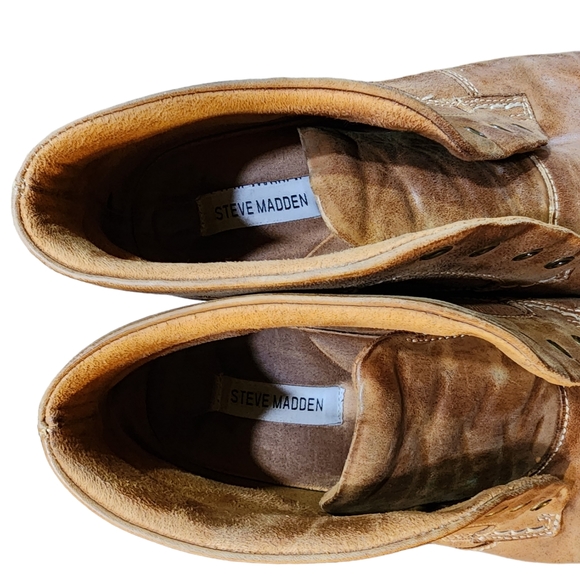 Steve Madden Brown Leather Ankle Boots Size 12 - Picture 3 of 10